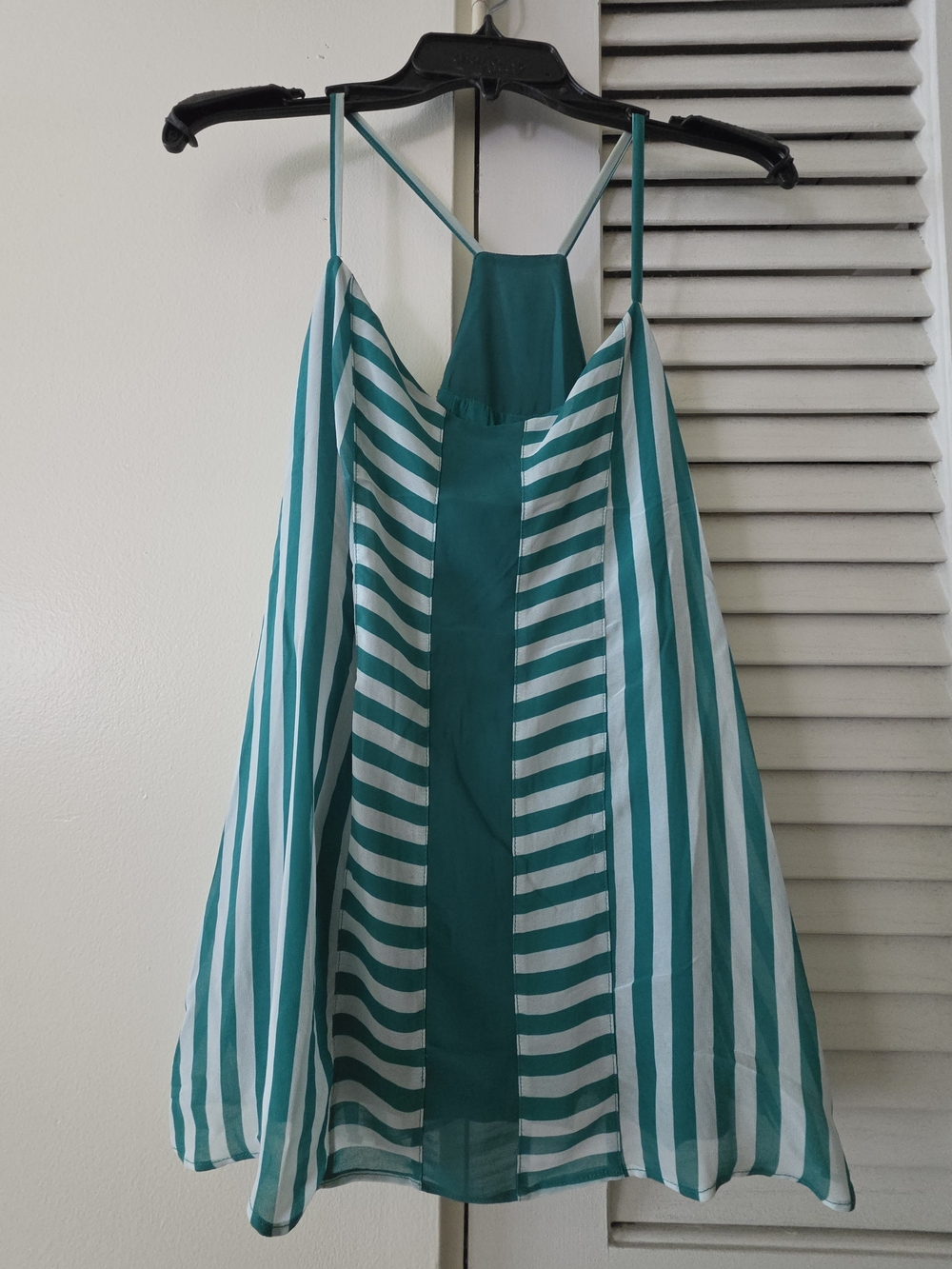 New York & Company Teal and White Striped Strapless Top